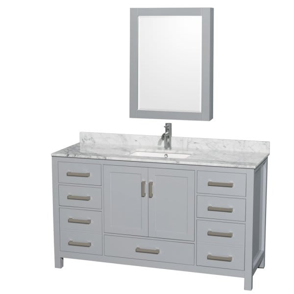 Design House Wyndham Sheffield Gray Single Bath Vanity 60 Inch With Top And Medicine Cabinet
