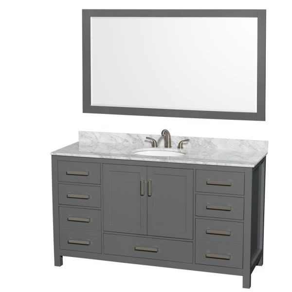 Wyndham Collection Sheffield 60 In. Single Bathroom Vanity W/ Sink And Mirror (Dark Gray)