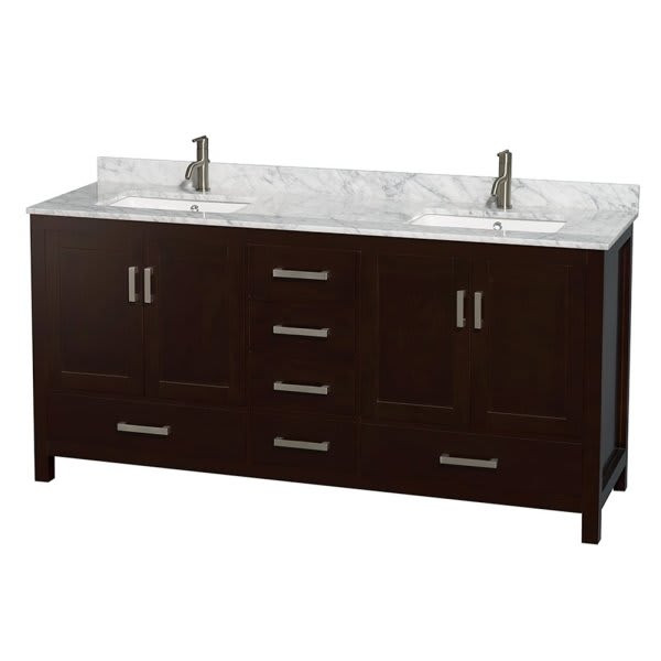 Wyndham Collection Sheffield 72 In. Double Bathroom Vanity W/ Top And Sinks (Espresso)