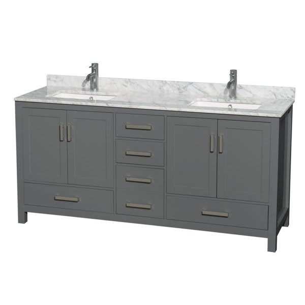 Wyndham Collection Sheffield 72 In. Double Bathroom Vanity W/ Top (Dark Gray)