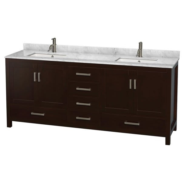 Wyndham Collection Sheffield 80 In. Double Bathroom Vanity W/ Top (Espresso)