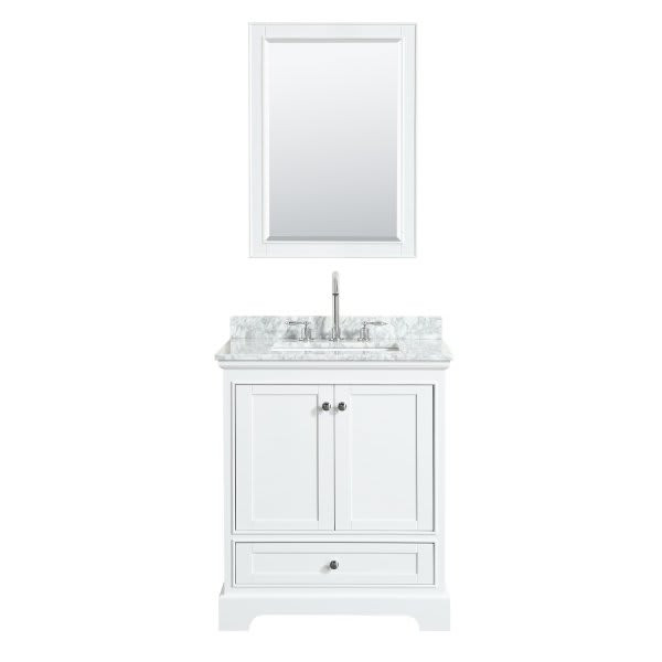 Wyndham Deborah White Single Bath Vanity 30 Inch With Top And Medicine Cabinet