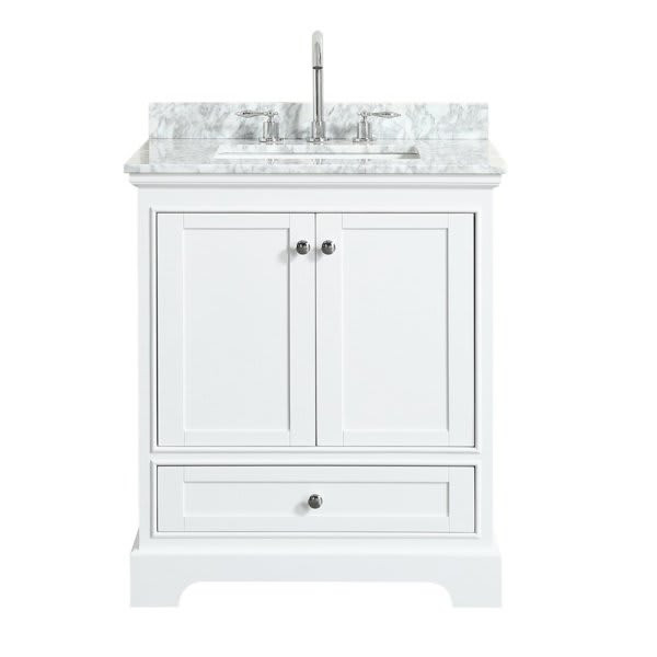 Wyndham Deborah White Single Bath Vanity 30 Inch With Top, Square Sink