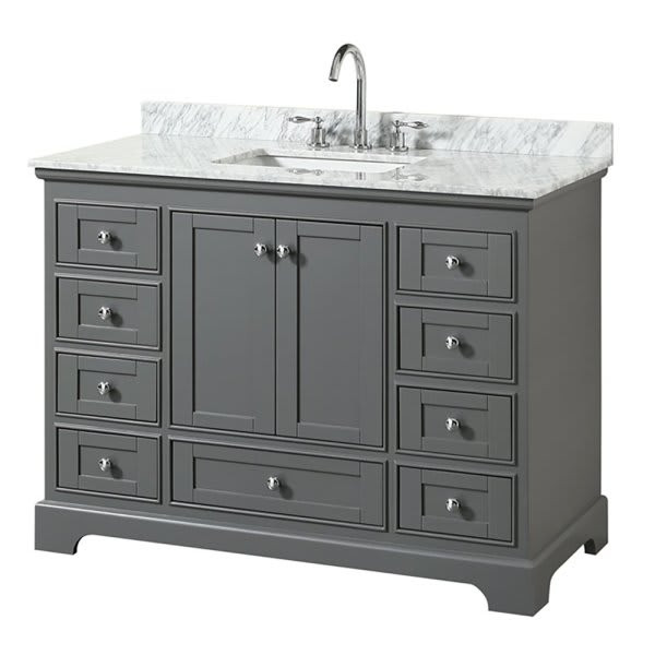 Wyndham Deborah Dark Gray Single Bath Vanity 48 Inch With Top, Square Sink