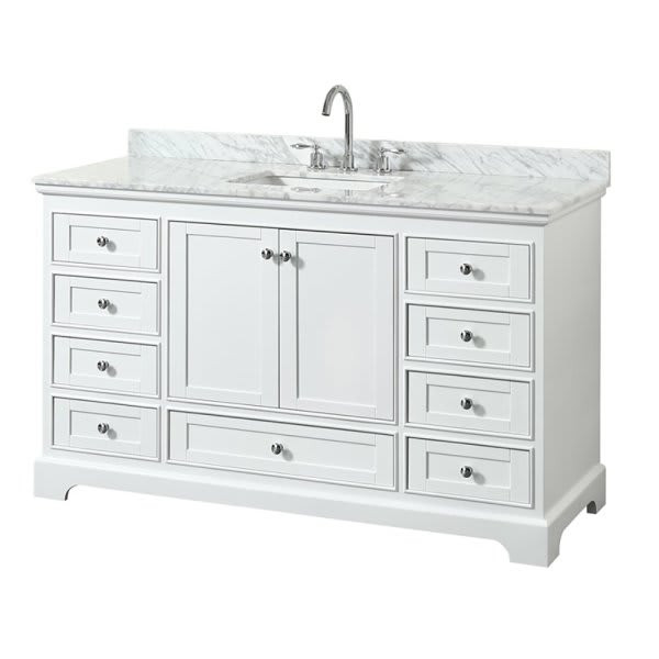 Wyndham Deborah White Single Bath Vanity 60 Inch With Top, Square Sink