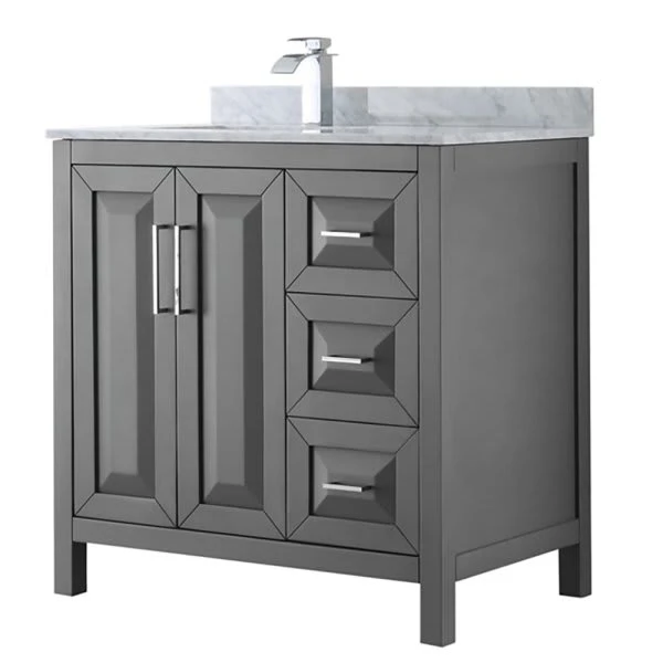 Wyndham Daria Dark Gray Single Bath Vanity 36" With Countertop & Square Sink