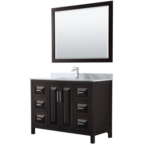 Wyndham Daria Dark Espresso Single Bath Vanity 48" With Sink And 46" Mirror