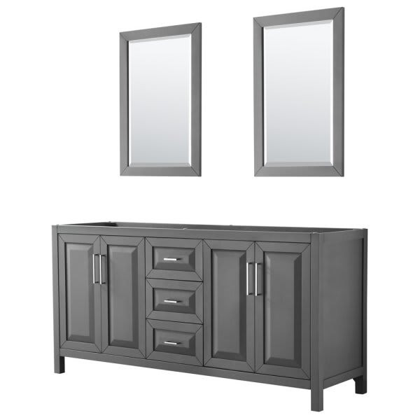 Wyndham Daria Dark Gray Double Bath Vanity 72" With 24" Mirror