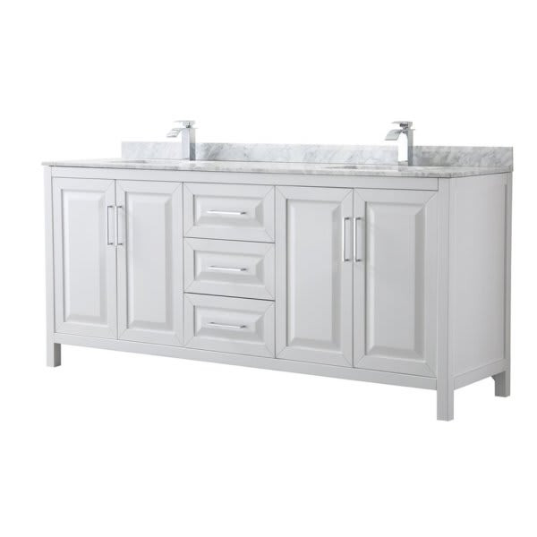 Wyndham Daria White Double Bath Vanity 80" With Countertop & Square Sink