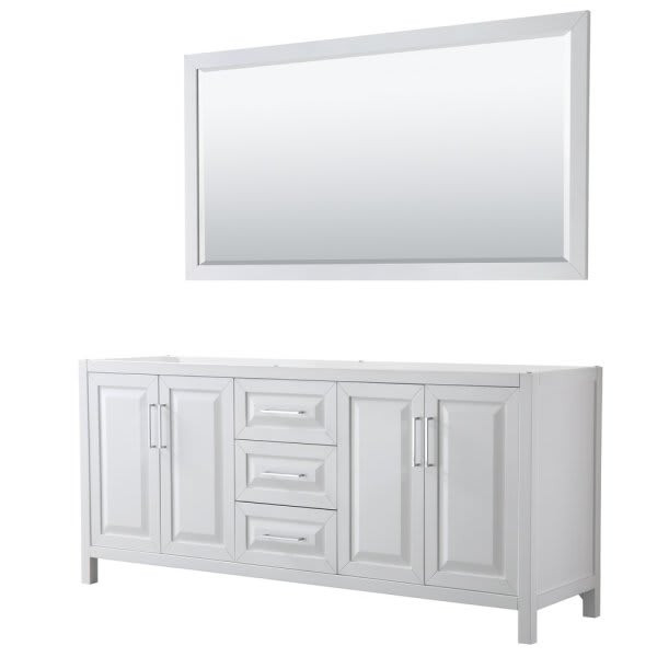 Wyndham Daria White Double Bath Vanity 80" With 70" Mirror