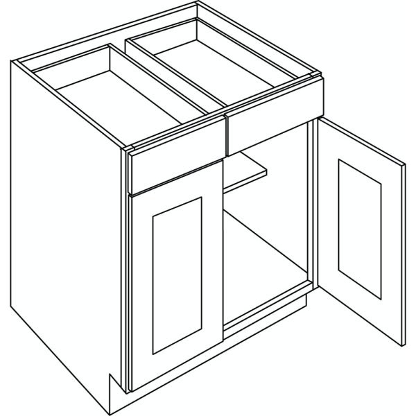 CNC CABINETRY 36" W 2 Drawer 2 Door Base Cabinet, Country Oak