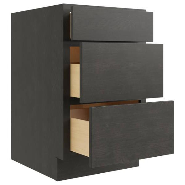 CNC CABINETRY 15" W 3 Drawer Base Cabinet, Luxor Smoky Grey