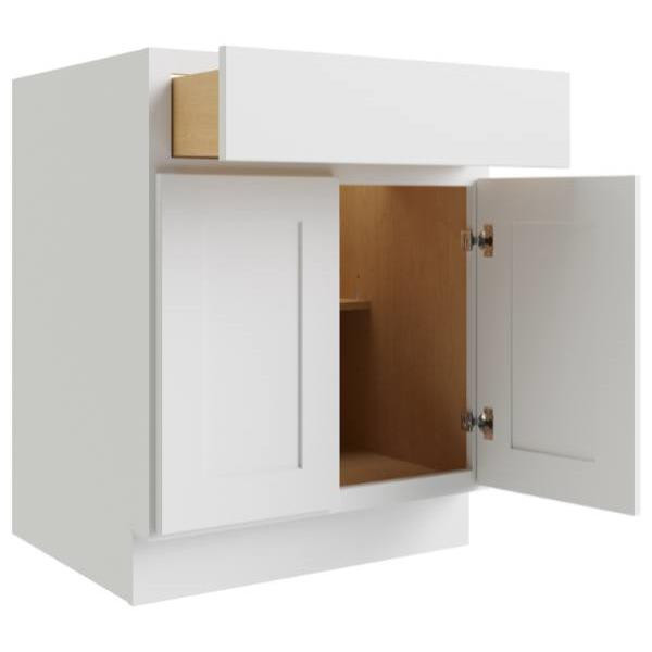 CNC CABINETRY 27" W 1 Drawer 2 Door Base Cabinet, Luxor White