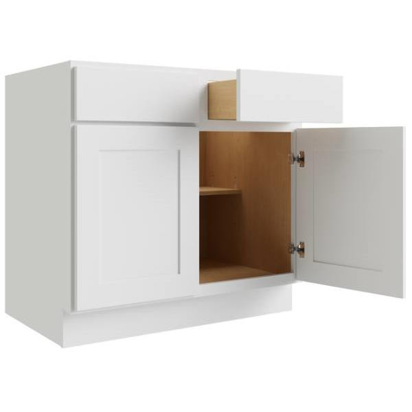 CNC CABINETRY 33"W X 34.5"H X 24"D 2 Drawer 2 Door Base Cabinet, Luxor White