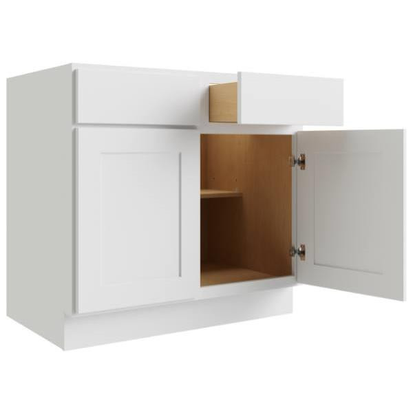 CNC CABINETRY 36" W 2 Drawer 2 Door Base Cabinet, Luxor White