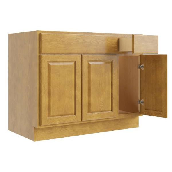 CNC CABINETRY Country Oak - Sink Base Cabinet, Right Drawers - 42w X 34.5h