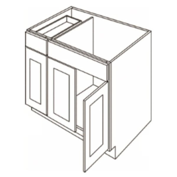 CNC CABINETRY Country Oak - Sink Base Cabinet, Left Drawers - 42w X 34.5h