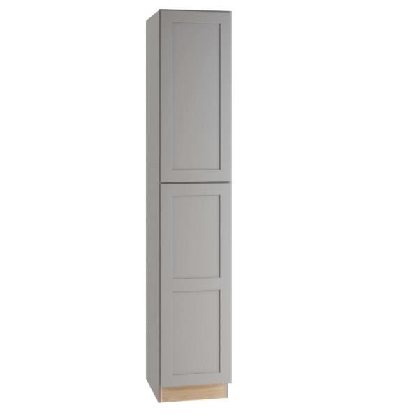 Express Shaker 18 In W X 24 In D X 90 In H Assembled Plywood Pantry Kitchen Cabinet In Veiled Gray With Soft Close Left