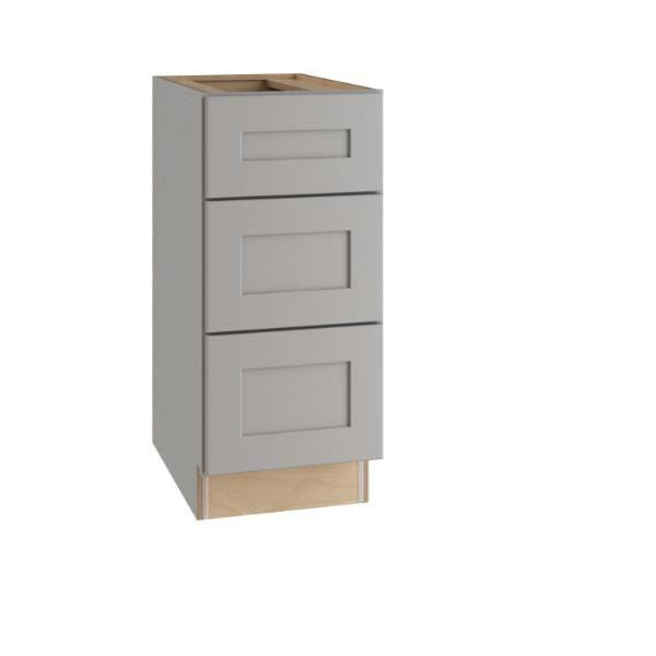Express Shaker Veiled Gray Plywood Assembled  Base Drawer Kitchen Cabinet 15 In. W X 24 In. D X 34.5 In. H W/ Soft Close