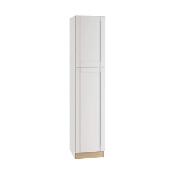 Express Shaker 18 In W X 24 In D X 84 In H Assembled Plywood Pantry Kitchen Cabinet In Vesper White With Soft Close Left