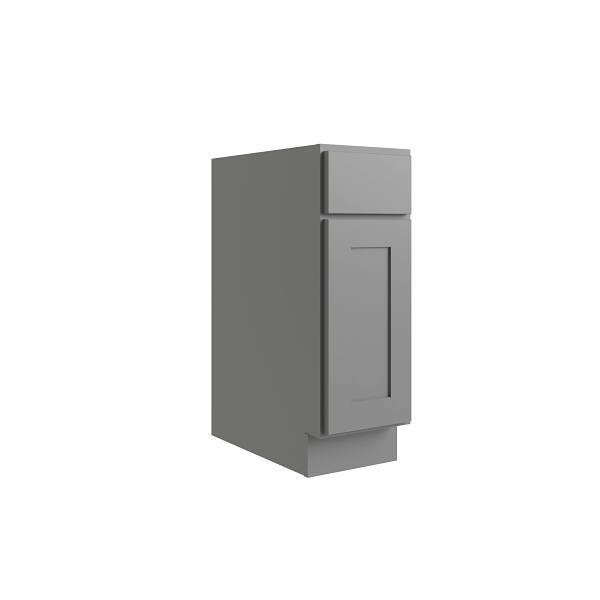 CNC CABINETRY Luxor 12" Base Cabinet, 1 Pull Out, Left Hinge, Shaker Misty Grey