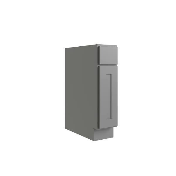 CNC CABINETRY Luxor 1-Door Base Cabinet, Ada, Right Hinge, 9", Shaker Misty Grey