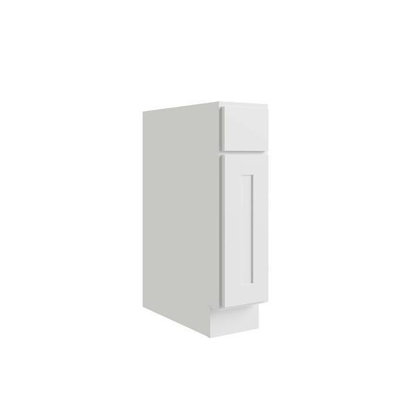 CNC CABINETRY Luxor 1-Door Base Cabinet, Ada, Left Hinge, 9"W, Shaker White