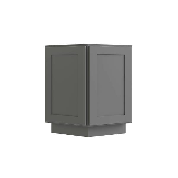 CNC CABINETRY Luxor 1-Door Base End Cabinet, Ada, Right, 9", Shaker Misty Grey