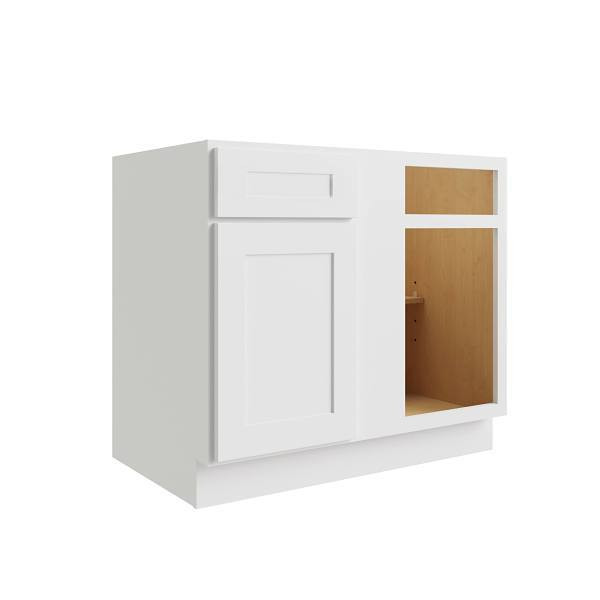 CNC CABINETRY Luxor 36" Blind Base Cabinet, Right, Ada 5-Pc Shaker White