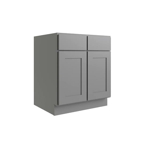 CNC CABINETRY Luxor 2-Door Base Cabinet, ADA Height, 30"W, Shaker Misty Grey