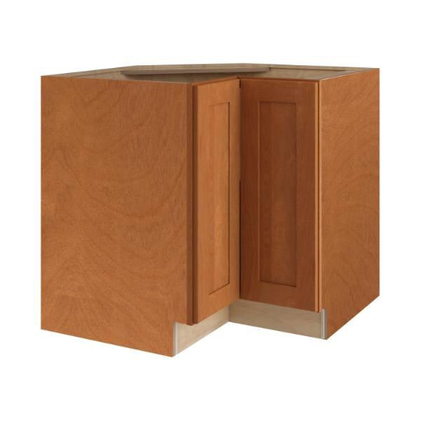 Newport 36 In. W X 24 In. D X 34.5 In. H Assembled Plywood Corner Lazy Susan Base Kitchen Cabinet In Cinnamon LH