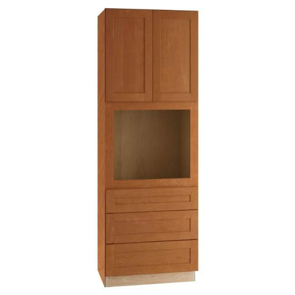 Newport 33 In. W X 24 In. D X 90 In. H Assembled Plywood Double Oven Kitchen Cabinet In Cinnamon With Soft Close