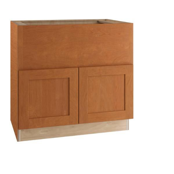 Newport 36 In. W X 24 In. D X 34.5 In. H Assembled Plywood Farm Sink Base Kitchen Cabinet In Cinnamon With Soft Close