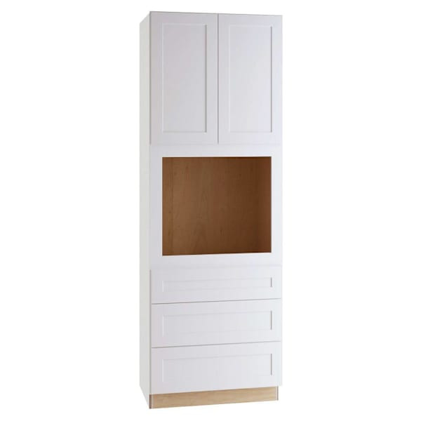 Newport 33 In. W X 24 In. D X 96 In. H Assembled Plywood Double Oven Kitchen Cabinet In Pacific White With Soft Close