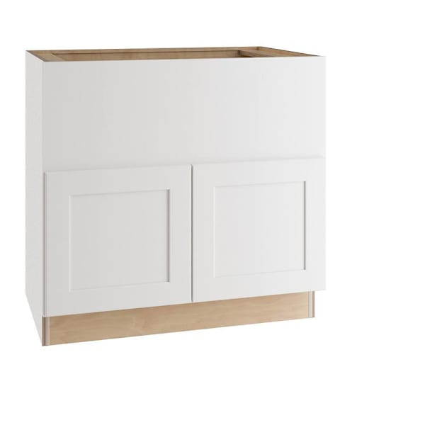 Newport 36 In. W X 24 In. D X 34.5 In. H Assembled Plywood Farm Sink Base Kitchen Cabinet In Pacific White With Soft Cls