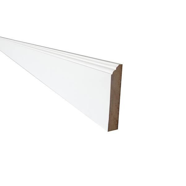 Newport 96 In. W X 0.75 In. D X 4 In. H In Solid Wood Kitchencabinet Furniture Base Molding In Pacific White