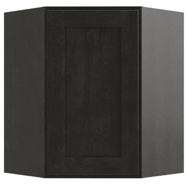 CNC CABINETRY 30" H Diagonal Corner Wall Cabinet, Luxor Smoky Grey