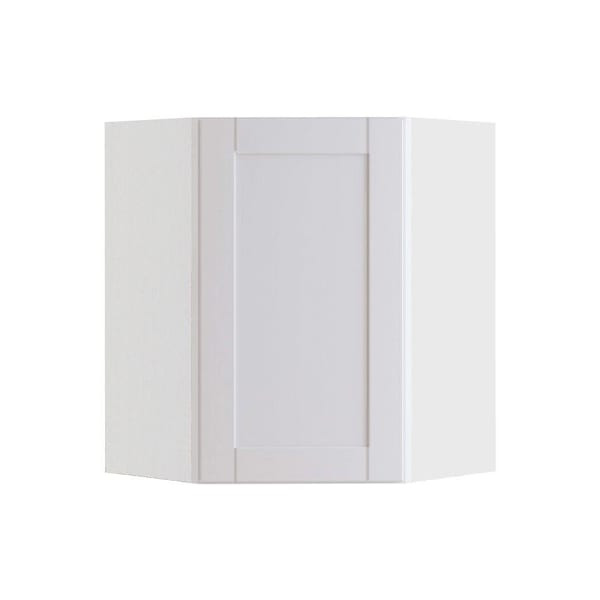 Express Shaker 20 In W X 12 In D X 30 In H Assembled Plywood Corner Diagonal Kitchen Cabinet In Vesper White Left