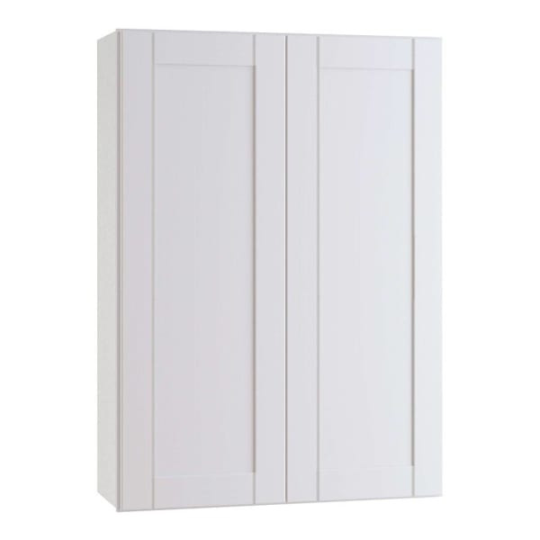 Express Shaker 24 In W X 12 In D X 30 In H Assembled Plywood Wall Kitchen Cabinet In Vesper White With Shelves