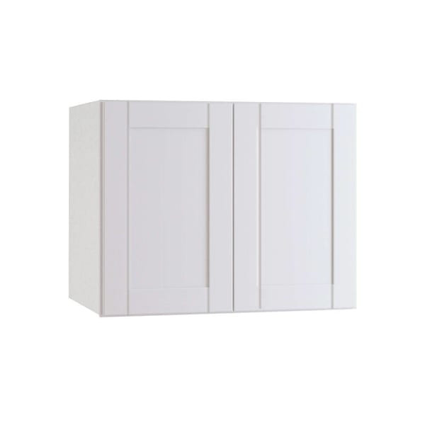 Express Shaker 36 In W X 24 In D X 24 In H Assembled Plywood Wall Bridge Kitchen Cabinet In Vesper White With Soft Close