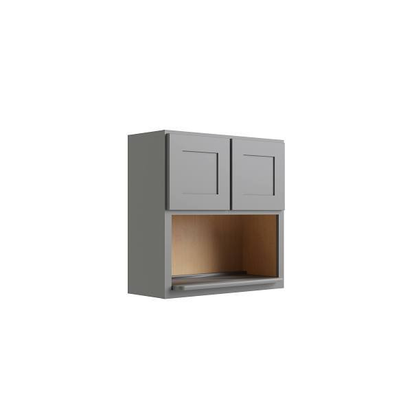 CNC CABINETRY Luxor Microwave Wall Cabinet, 30"W X 30"H X 12"D Shaker Misty Grey