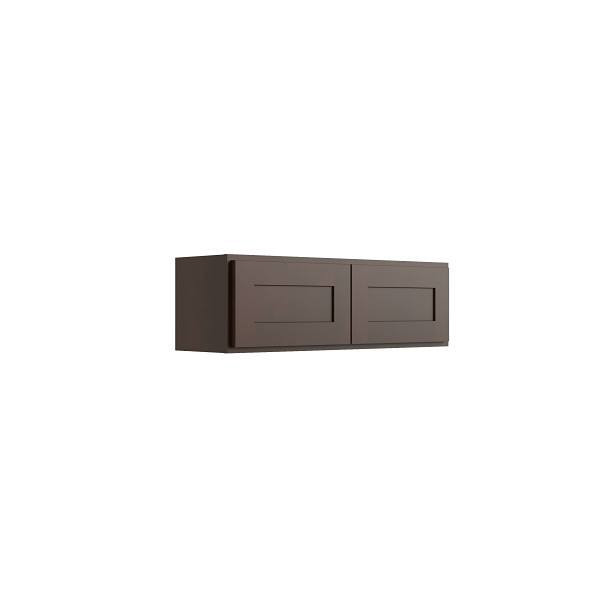 CNC CABINETRY Luxor 2-Door Wall Cabinet, 36"W X 12"H X 24"D, Shaker Espresso