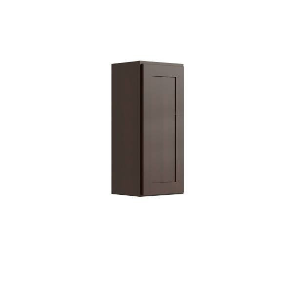 CNC CABINETRY Luxor 1-Door Wall Cabinet, 12"W X 42"H X 12"D, Shaker Espresso