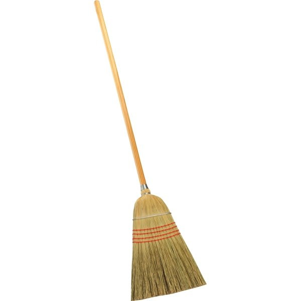 Maintenance Warehouse Corn Broom W/ Wooden Handle (2-Pack)