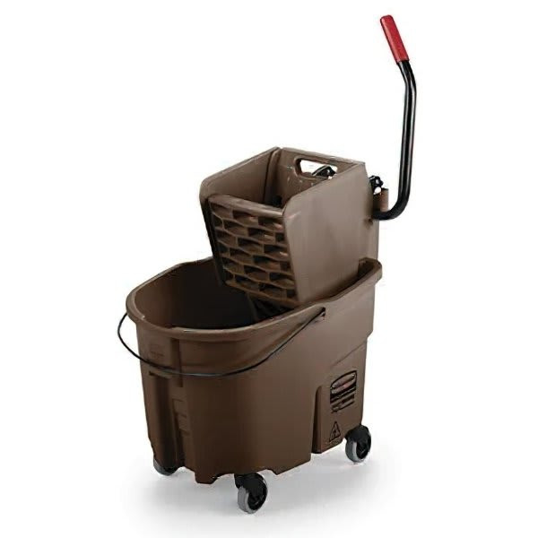 Rubbermaid Commercial Wavebrake 35 Qt. Side Press Bucket And Wringer (Brown)