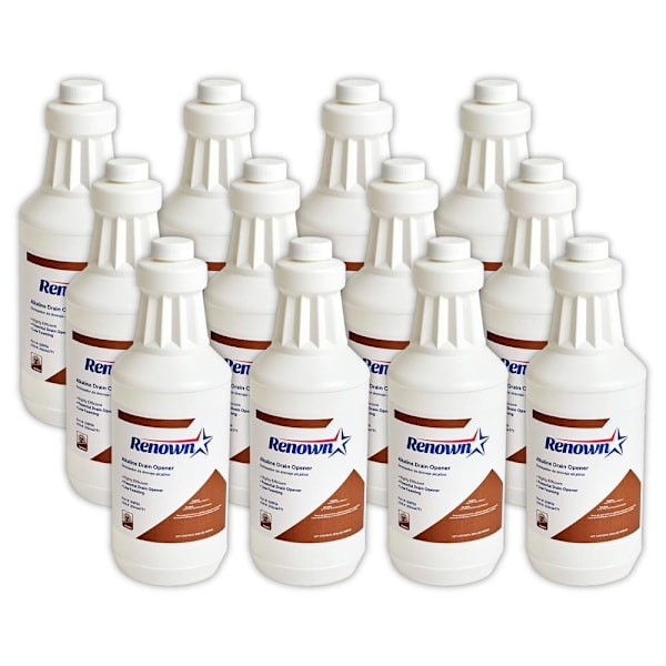 Renown Alkaline Drain Opener, Fragrance-Free, 32 Oz, Case Of 12