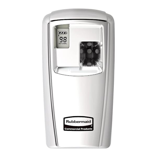 Rubbermaid Commercial Microburst 3000 Programmable Aerosol Dispenser For Odor Control, Lcd Display, Chrome, 6-Pack 335327