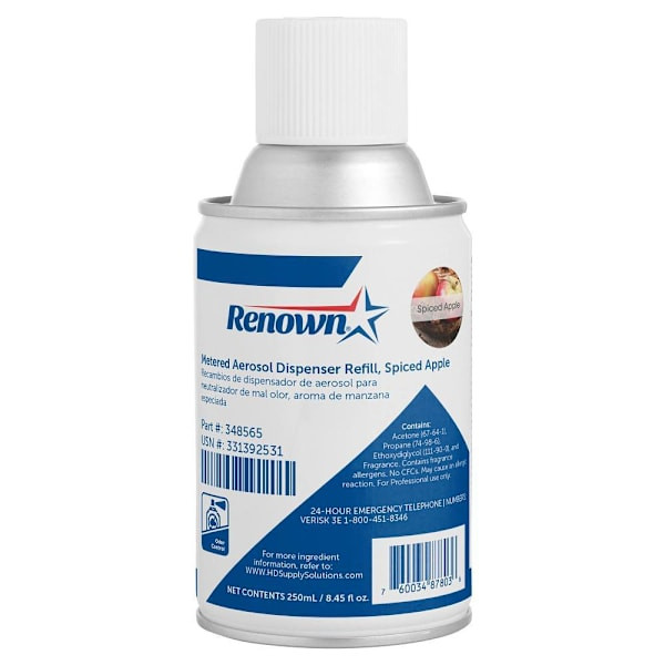 Renown Fusion Automatic Air Freshener 30-Day Aerosol Refill, Spiced Apple Scent, Case Of 12