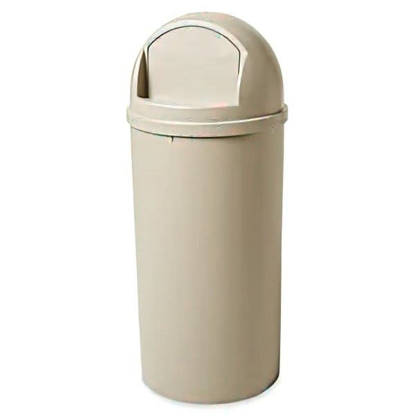Rubbermaid Commercial Marshal 15 Gallon Plastic Round Trash Can (Beige)