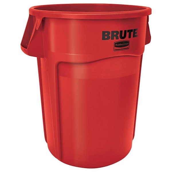 Rubbermaid Commercial BRUTE 44 Gal. Round Trash Can, Vented, Red